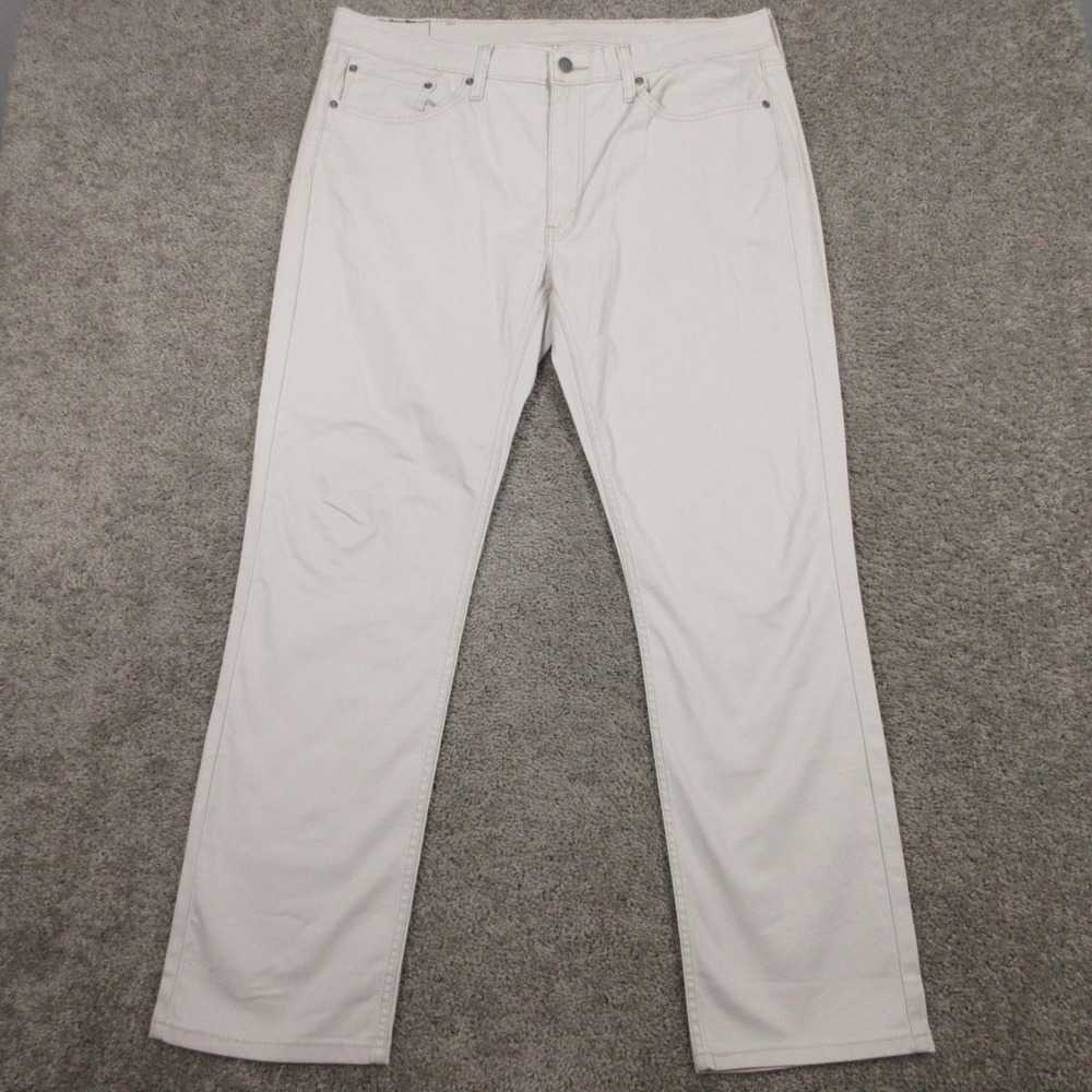 Levis Pants Mens 38x32 Beige Light 514 Slim Straight Chino Jeans Zip Fly